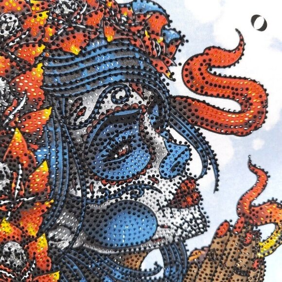 Affliction Sugar Skull T Shirt Mens Size Medium Blue Black Label Rhinestones - Picture 4 of 10